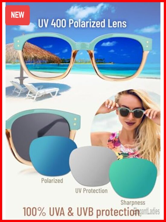 Polarized UV400 Protective Retro Square Sunglasses, Flex Hinge, Polycarbonate main image 6